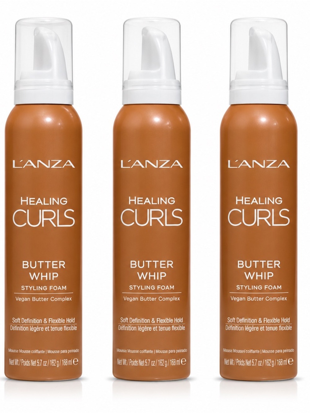 L’ANZA Healing Curls Butter Whip Styling Foam 5.7 oz 168ml Set of 3 Vegan
